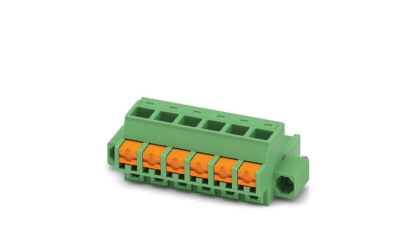 Phoenix Contact, 5.08mm Pitch, FKCOR, 6 Way, , Pluggable Terminal Block, Plug, Screw Mount, Push In Spring Termination,