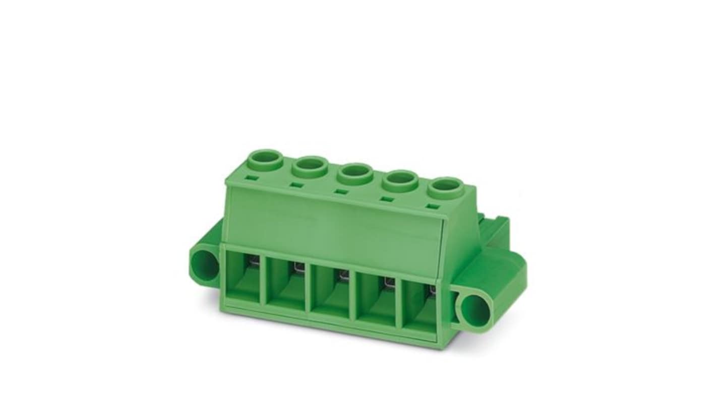 Phoenix Contact, 10.16mm Pitch, PC 6/ 5-STF, 5 Way, , Pluggable Terminal Block, Plug, Screw Mount, Screw Termination,