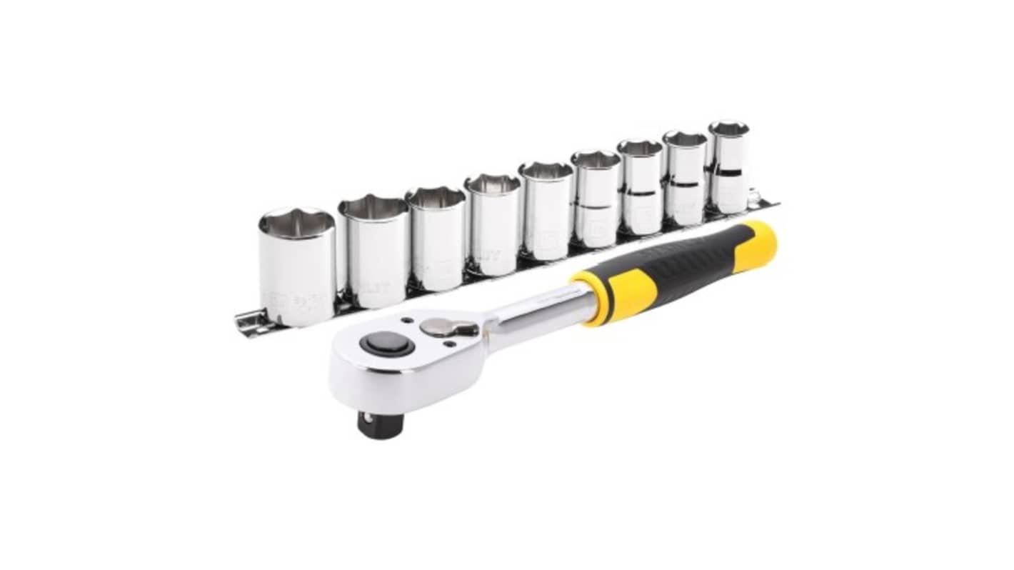Stanley 11-Piece 1/2 Standard Socket Set with Ratchet, 12 point