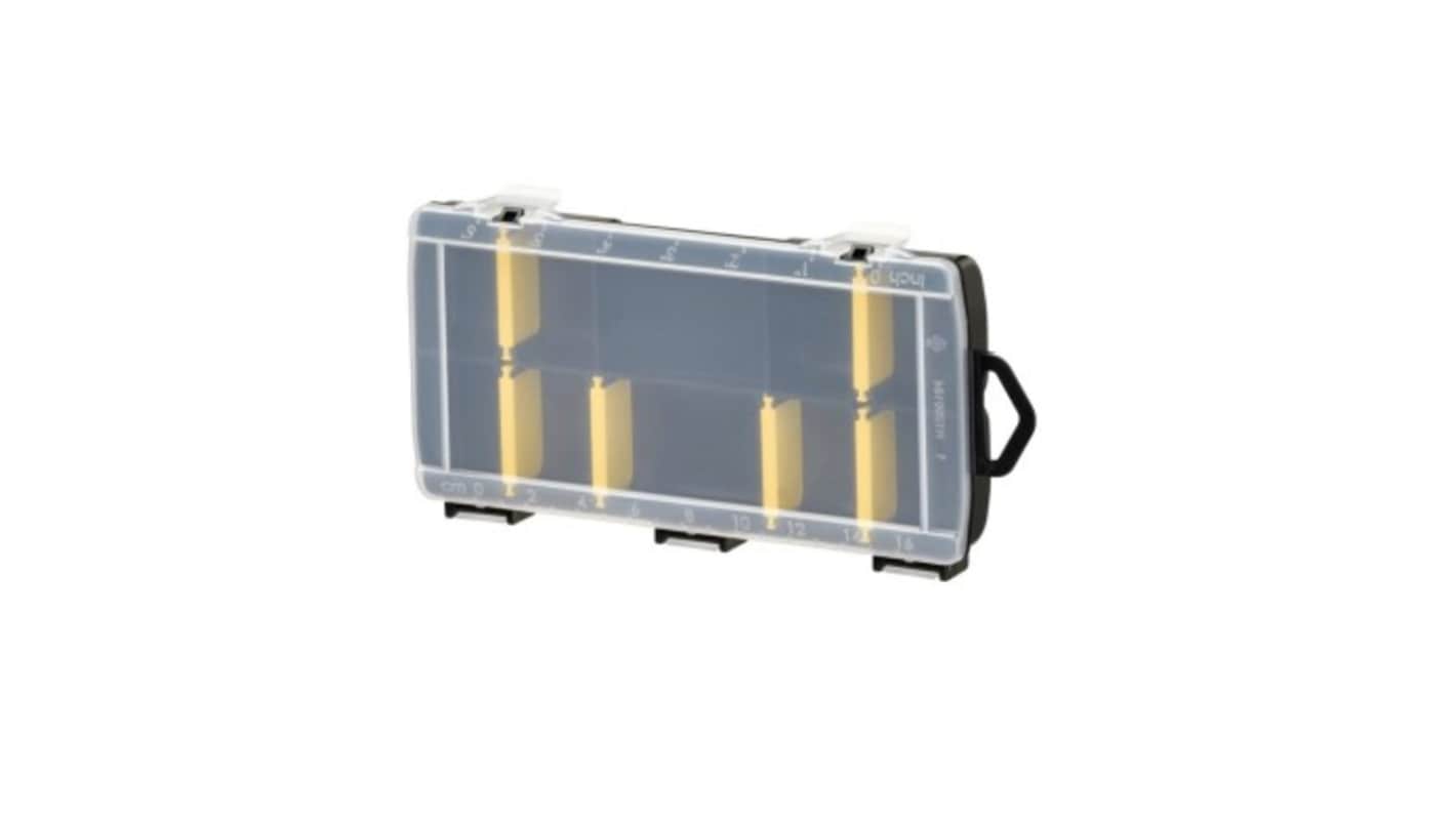 DeWALT PP收纳箱, 翻盖盖子, 透明, 21cm高 x 3.5cm宽 x 25cm深