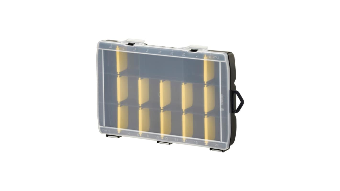 DeWALT Polypropylen Aufbewahrungsbox mit Scharnier-Deckel, Transparent 28cm x 4.5cm x 500mm