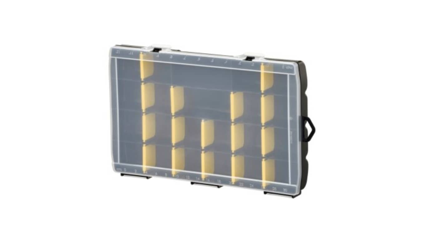 DeWALT PP收纳箱, 翻盖盖子, 透明, 35.7cm高 x 4.8cm宽 x 35.5cm深