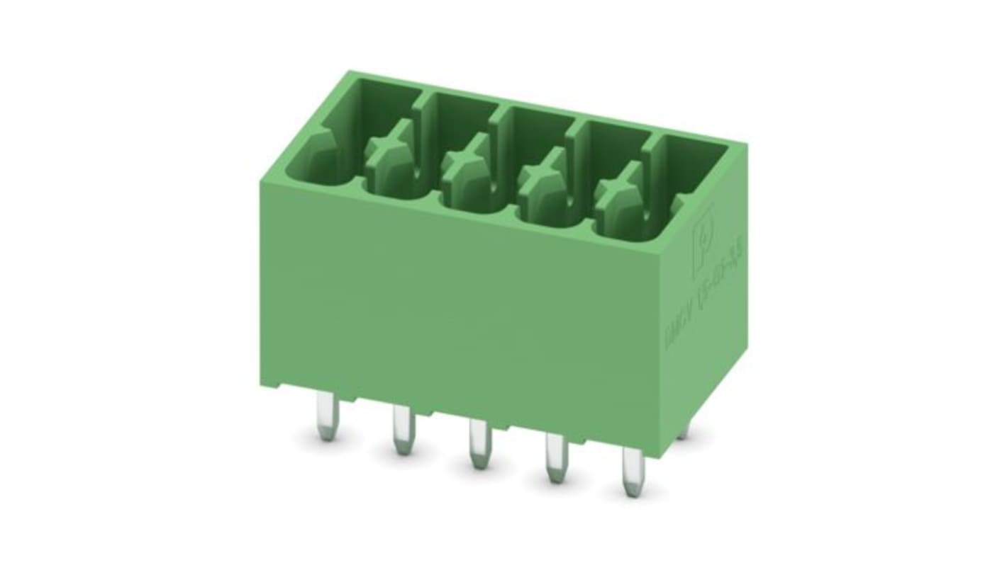 Phoenix Contact DMCV Series Straight Wave Soldering PCB Header, 10 Contact(s), 3.5mm Pitch, 2 Row(s), Shrouded