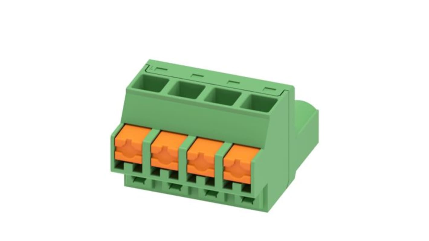 Phoenix Contact, 5.08mm Pitch, 5/..-ST, FKCOW 2, 4 Way, , Pluggable Terminal Block, Plug, PCB Mount, Push In Spring