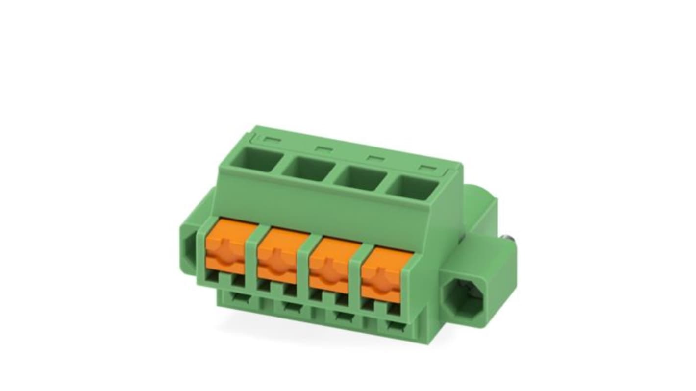 Phoenix Contact, 5.08mm Pitch, 5/..-STF, FKCOW 2, 4 Way, , Pluggable Terminal Block, Plug, Screw Mount, Push In Spring