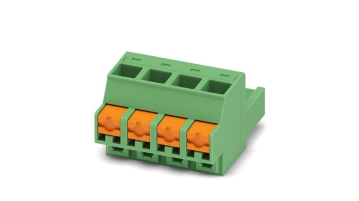 Phoenix Contact, 5.08mm Pitch, FKCOR, 4 Way, , Pluggable Terminal Block, Plug, PCB Mount, Push In Spring Termination,