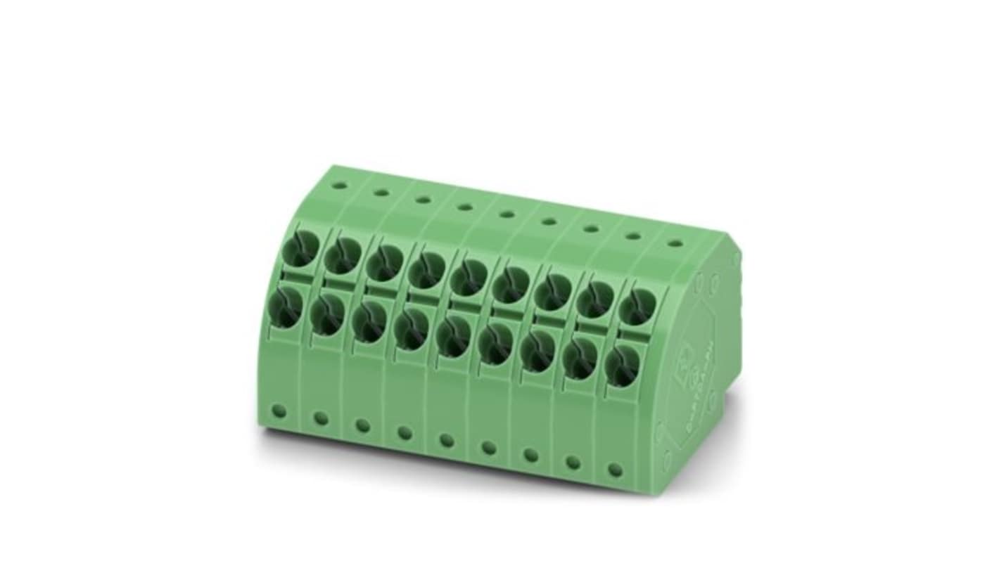 Phoenix Contact, 3.5mm Pitch, 5/..-PH, PTDA 1, 18 Way, , Pluggable Terminal Block, Plug, PCB Mount, Push In Spring