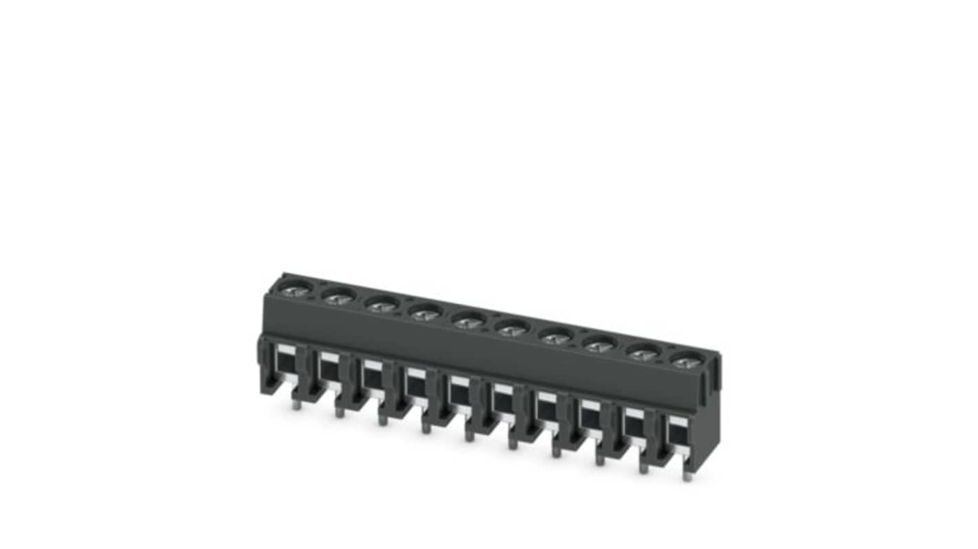 Phoenix Contact PT Series PCB Terminal Block, 10-Contact, 5mm Pitch, Wave Soldering, 1-Row, Screw Termination