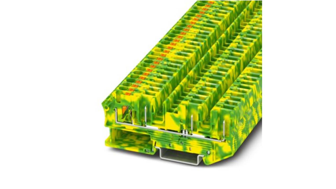 Phoenix Contact 1-Way PT 4-QUATTRO-PE Earth Terminal Block, 0.2 → 6mm², 24 → 10 AWG Wire, Push In,