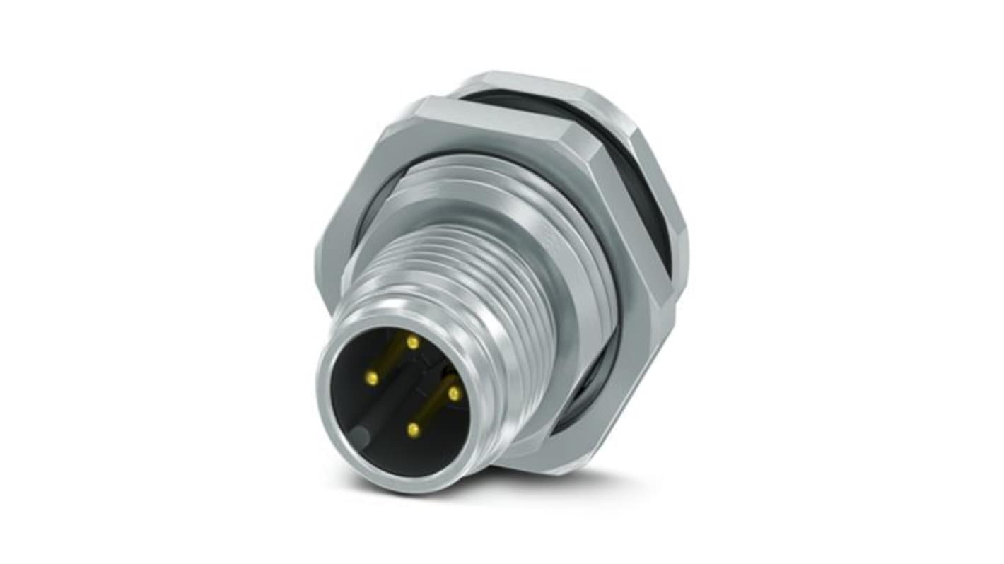 Phoenix Contact Circular Connector, 4 Contacts, Plug-In, M12 Connector, Plug, Male, IP65, IP67, SACC Series