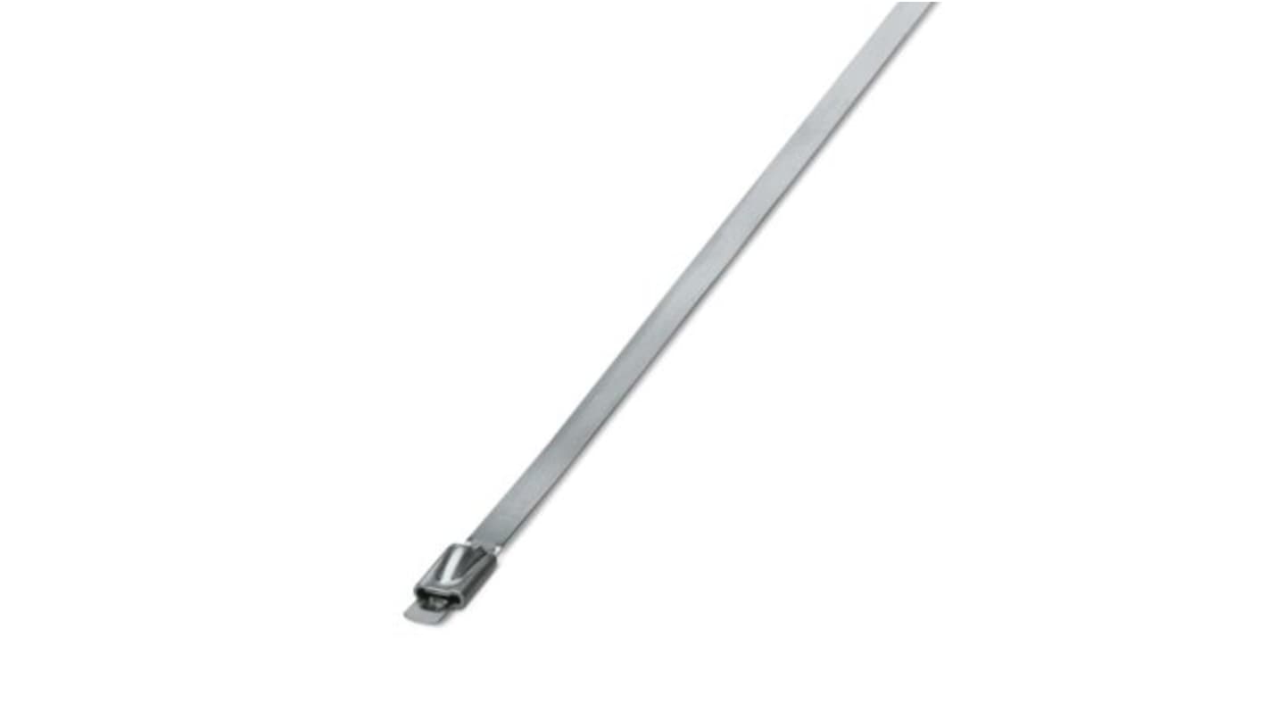 Phoenix Contact Cable Ties, Steel Strip, 679mm x 4.6 mm, Silver Stainless Steel, Pk-100