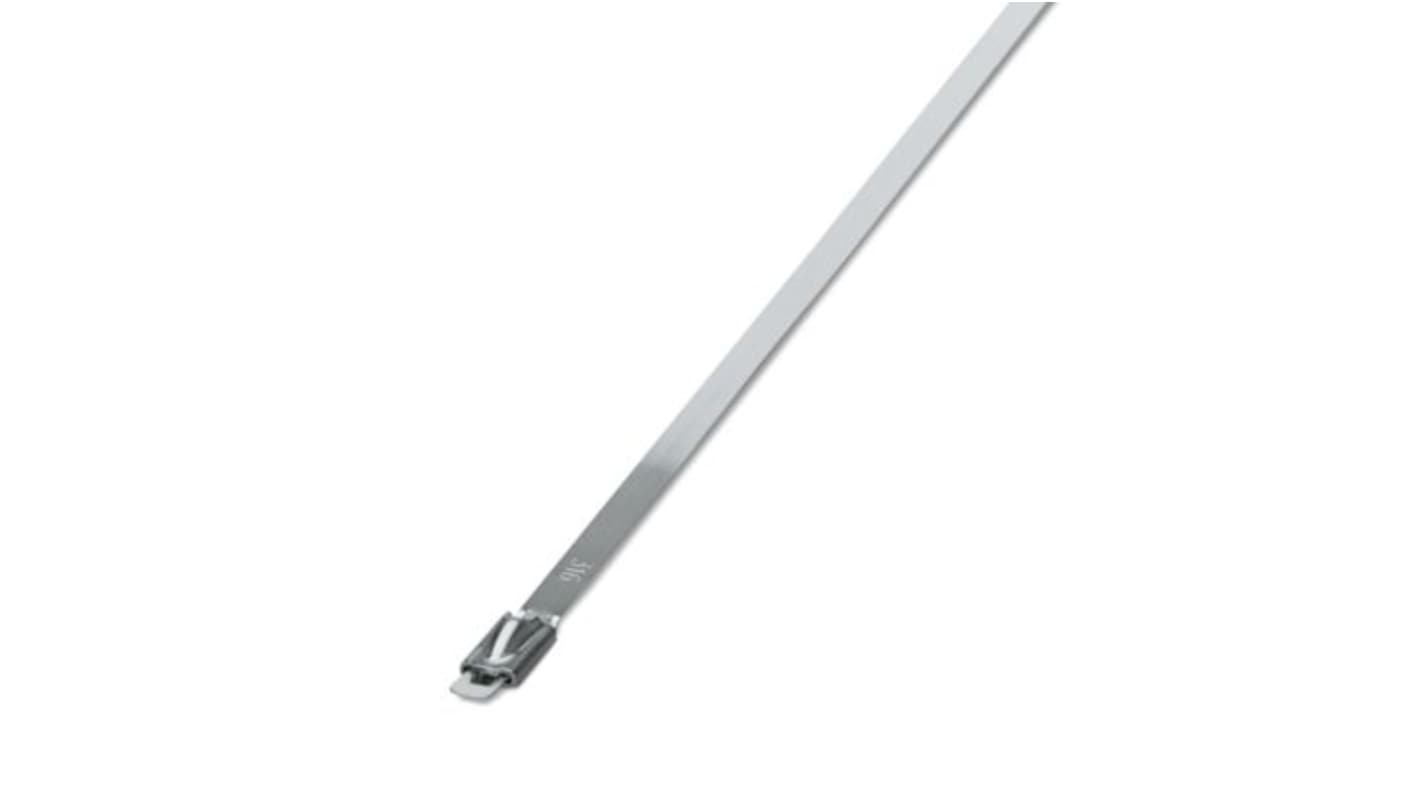 Phoenix Contact Cable Ties, Steel Strip, 259mm x 4.6 mm, Silver Stainless Steel, Pk-100