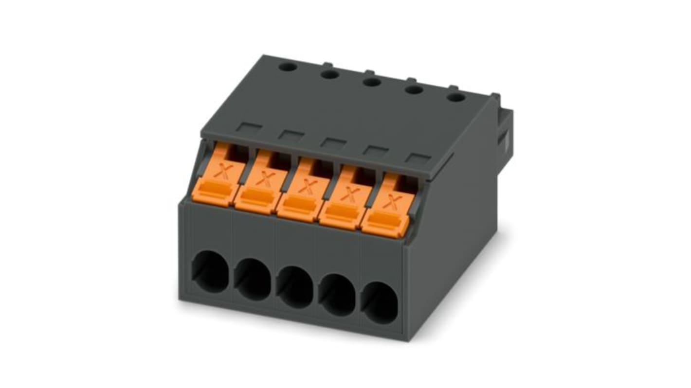 Phoenix Contact, 3.5mm Pitch, 5/..-ST, XPC 1, 5 Way, , Pluggable Terminal Block, Plug, PCB Mount, Push-X Termination,