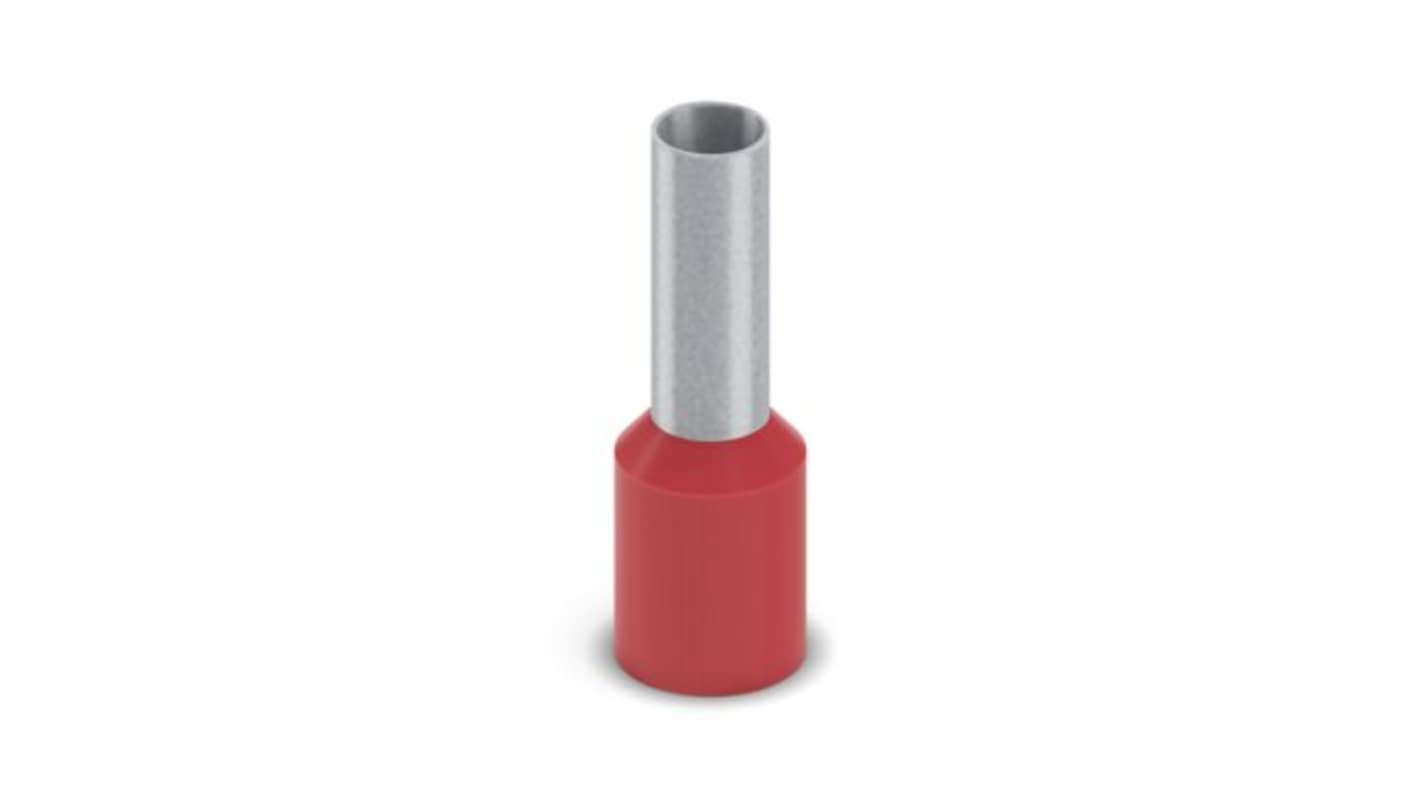 Phoenix Contact, Ferrule A Insulated Bootlace Ferrule, 22mm Pin Length, 4.6mm Pin Diameter, Red