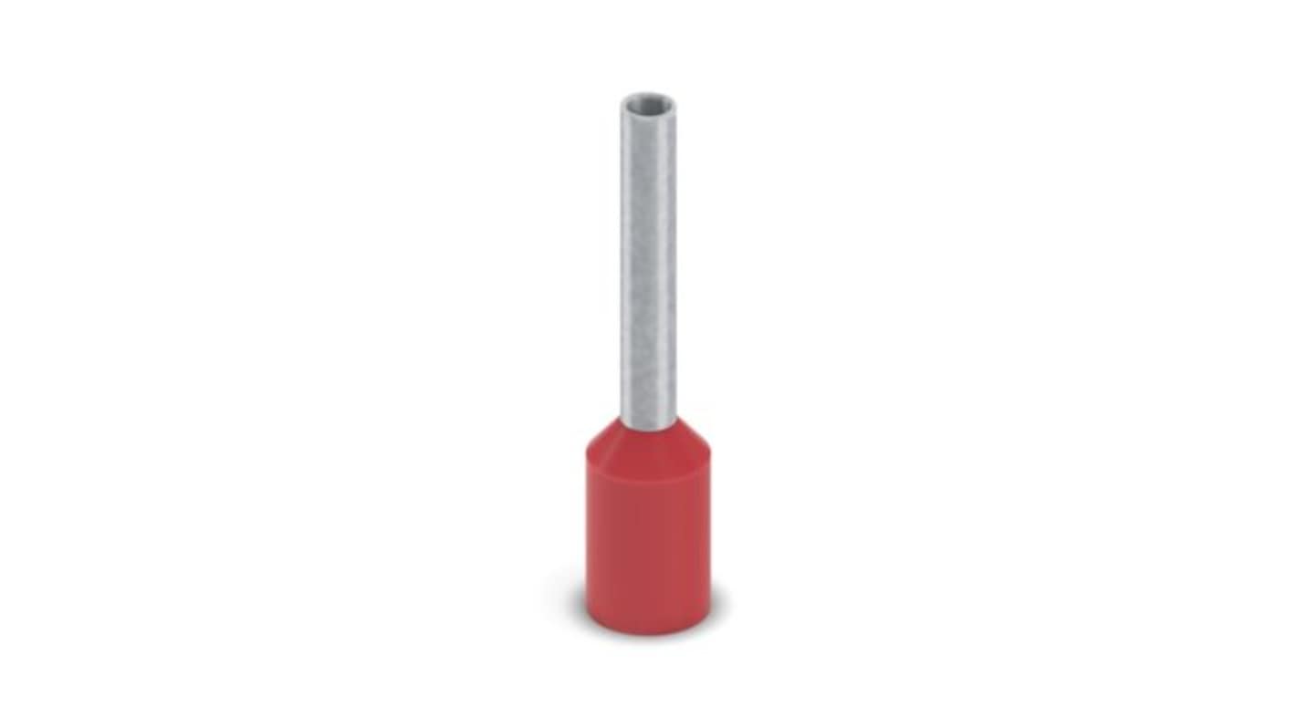 Phoenix Contact, AI-GB 1-10 RD-20000 Insulated Bootlace Ferrule, 16mm Pin Length, 1.5mm Pin Diameter, Red