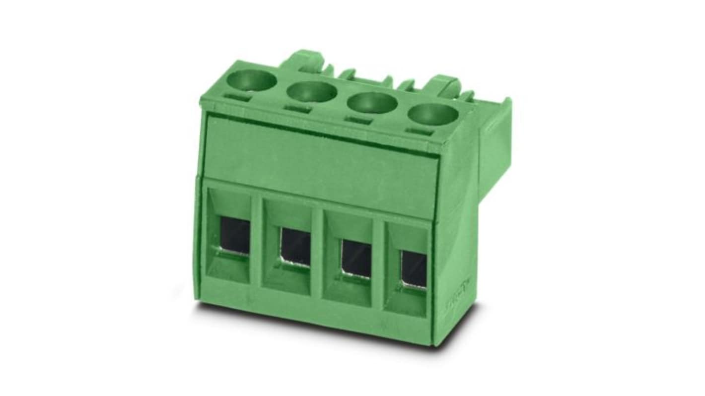 Phoenix Contact PCB Terminal Block, 4-Contact, 5mm Pitch, Push-In, 1-Row, Socket Termination