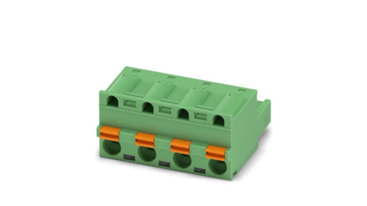 Phoenix Contact, 7.62mm Pitch, 5 HC/..-ST, GFKC 2, 4 Way, , Pluggable Terminal Block, Plug, PCB Mount, Push In Spring