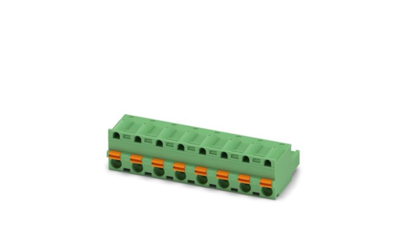 Phoenix Contact, 7.62mm Pitch, 5 HC/..-ST, GFKC 2, 8 Way, , Pluggable Terminal Block, Plug, PCB Mount, Push In Spring