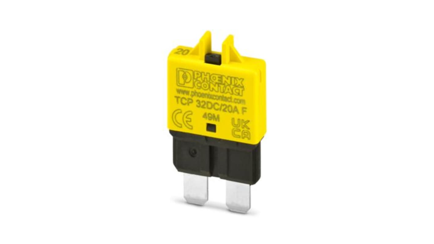 Phoenix Contact Thermal Circuit Breaker - TCP  Single Pole 32V dc Voltage Rating Base Mounting, 20A Current Rating