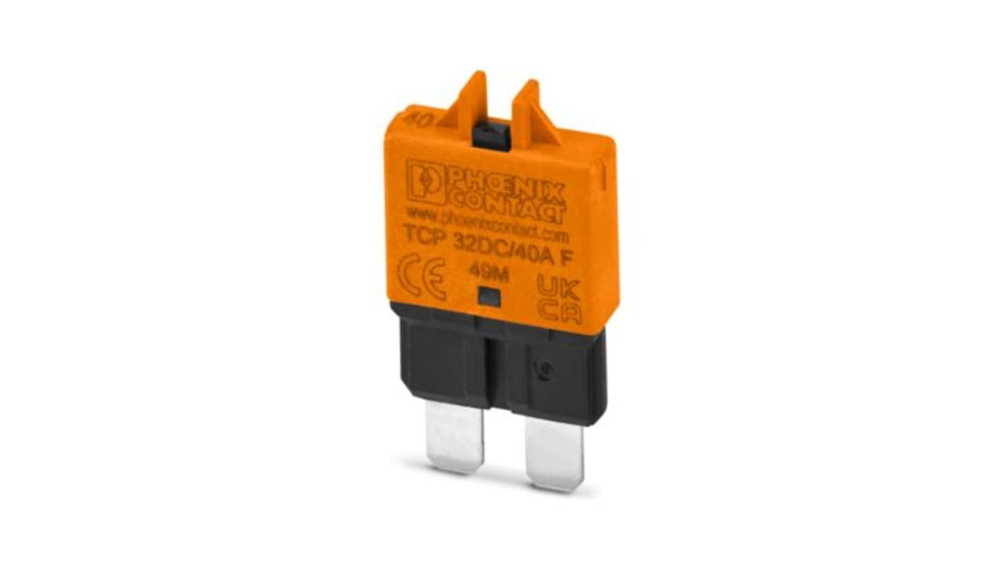Phoenix Contact Thermal Circuit Breaker - TCP  Single Pole 32V dc Voltage Rating On Base Element, 40A Current Rating