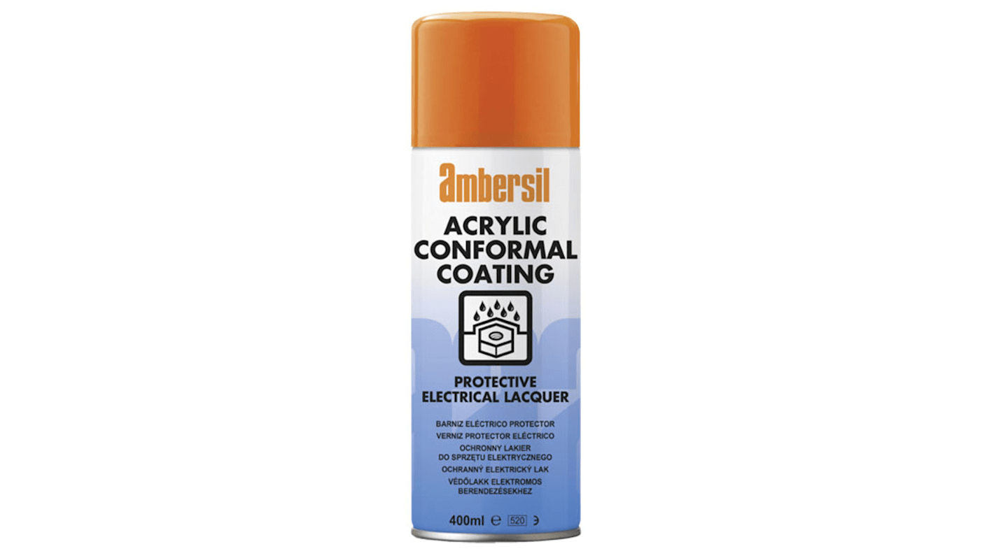Ambersil Transparent Acrylic Resin Conformal Coating, 400 ml Aerosol, -40°C min, +60°C max