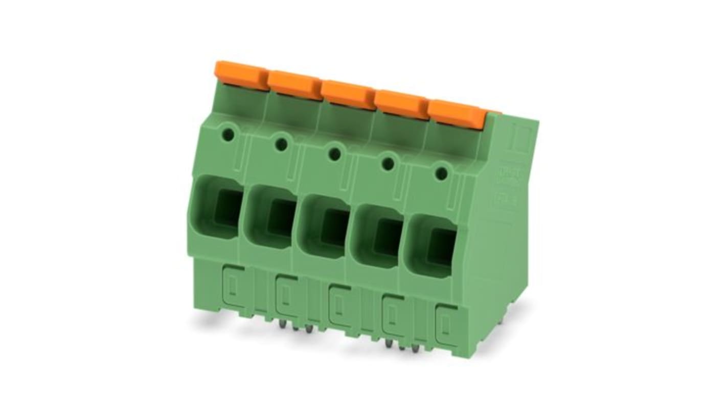 Phoenix Contact LPTA 16/ Series PCB Terminal Block, 5-Contact, 10mm Pitch, Wave Soldering, 1-Row, Press-In Termination