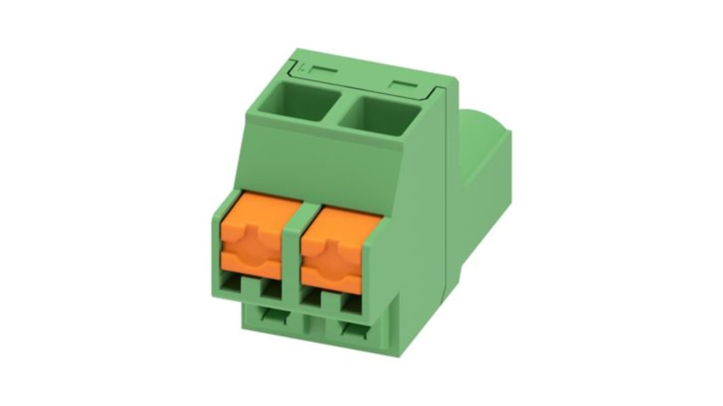 Phoenix Contact, 5.08mm Pitch, 5/..-ST, FKCOW 2, 2 Way, , Pluggable Terminal Block, Plug, PCB Mount, Push In Spring