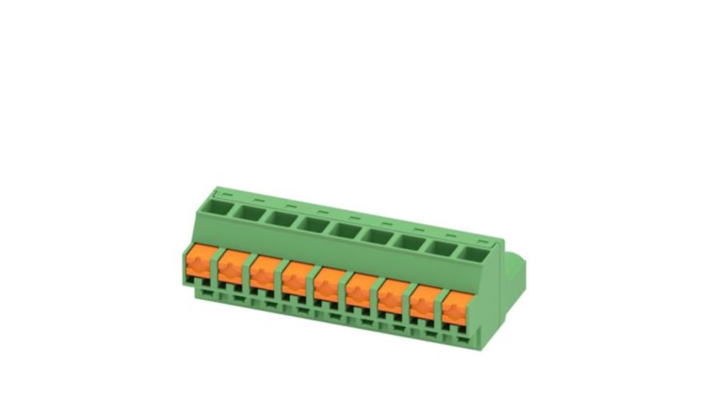 Phoenix Contact, 5.08mm Pitch, 5/..-ST, FKCOW 2, 9 Way, , Pluggable Terminal Block, Plug, PCB Mount, Push In Spring
