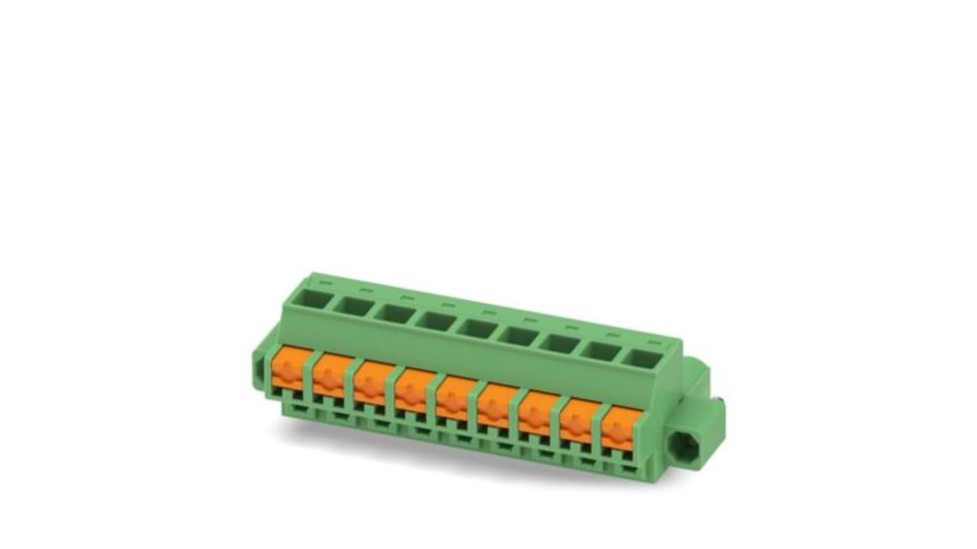 Phoenix Contact, 5.08mm Pitch, 5/..-STF, FKCOW 2, 9 Way, , Pluggable Terminal Block, Plug, Screw Mount, Push In Spring
