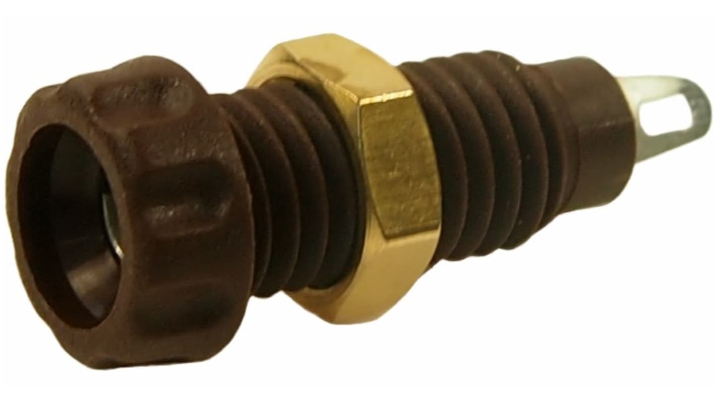 RS PRO Brown Female Banana Connectors, 4 mm Connector, Screw Termination, 10A, 60V dc, Nickel Plating
