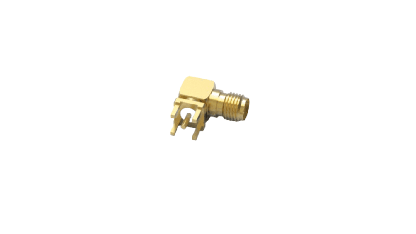 Wurth Elektronik WR-SMA Series, Jack Through Hole SMA Connector, 50Ω, PCB Termination, Right Angle Body