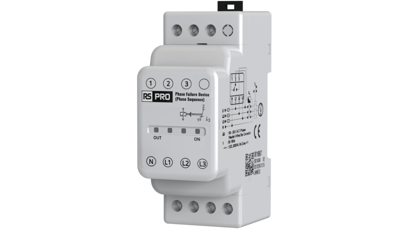 RS PRO Phase, Voltage Monitoring Relay, Three Phase, CO, DIN Rail