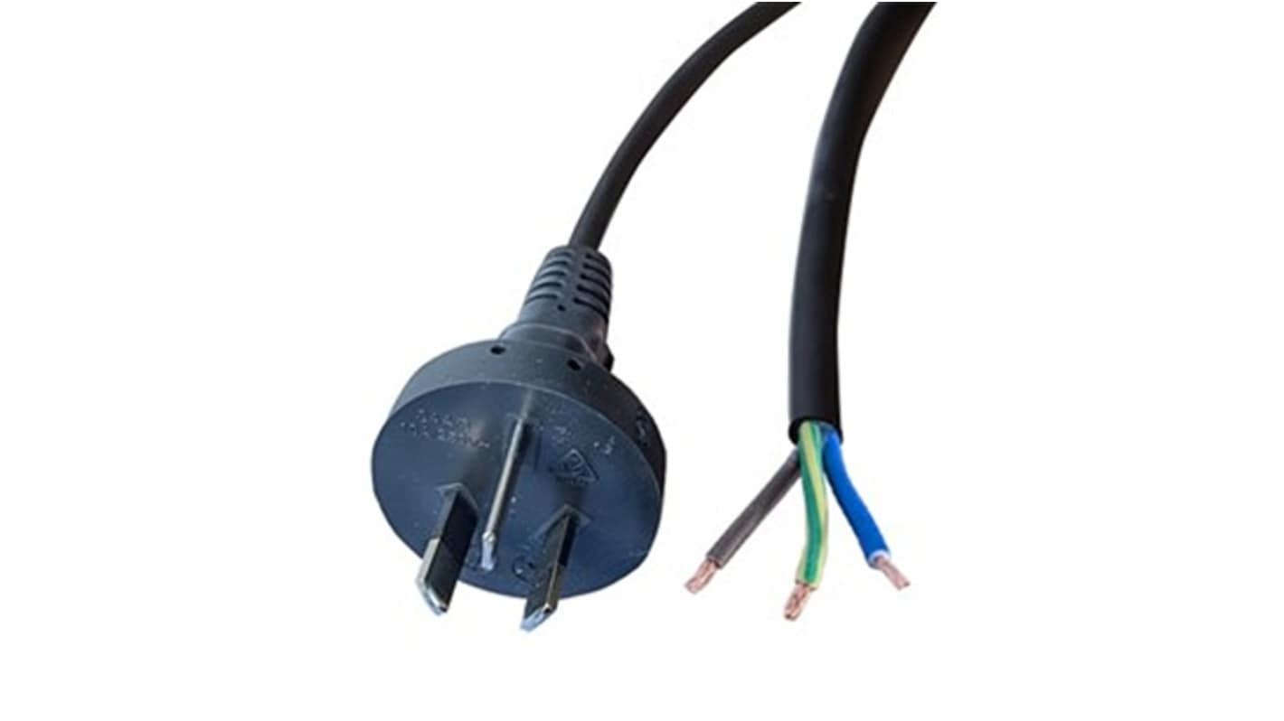 RS PRO Straight Unterminated Straight Plug Power Cord, 2.5m