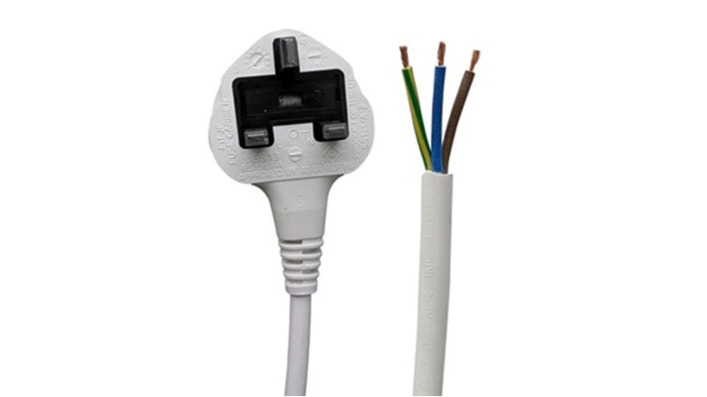 RS PRO Straight Unterminated Straight Power Cord, 2m