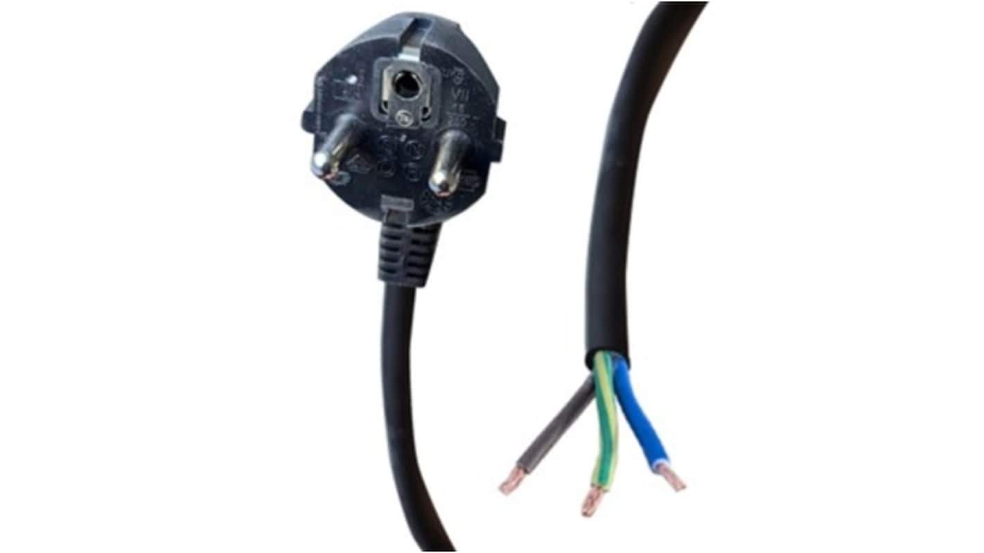 RS PRO Straight Unterminated Right Angle CEE 7/7 Plug Power Cord, 3m