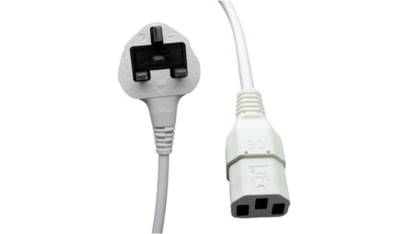 RS PRO Straight IEC C13 Socket to Straight Power Cord, 3m