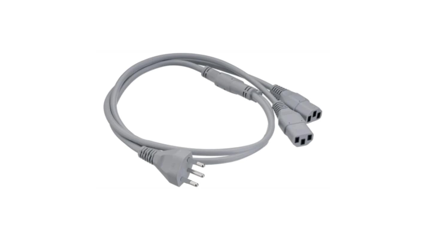 RS PRO Right Angle IEC C13 Socket to Straight Power Cord, 1m