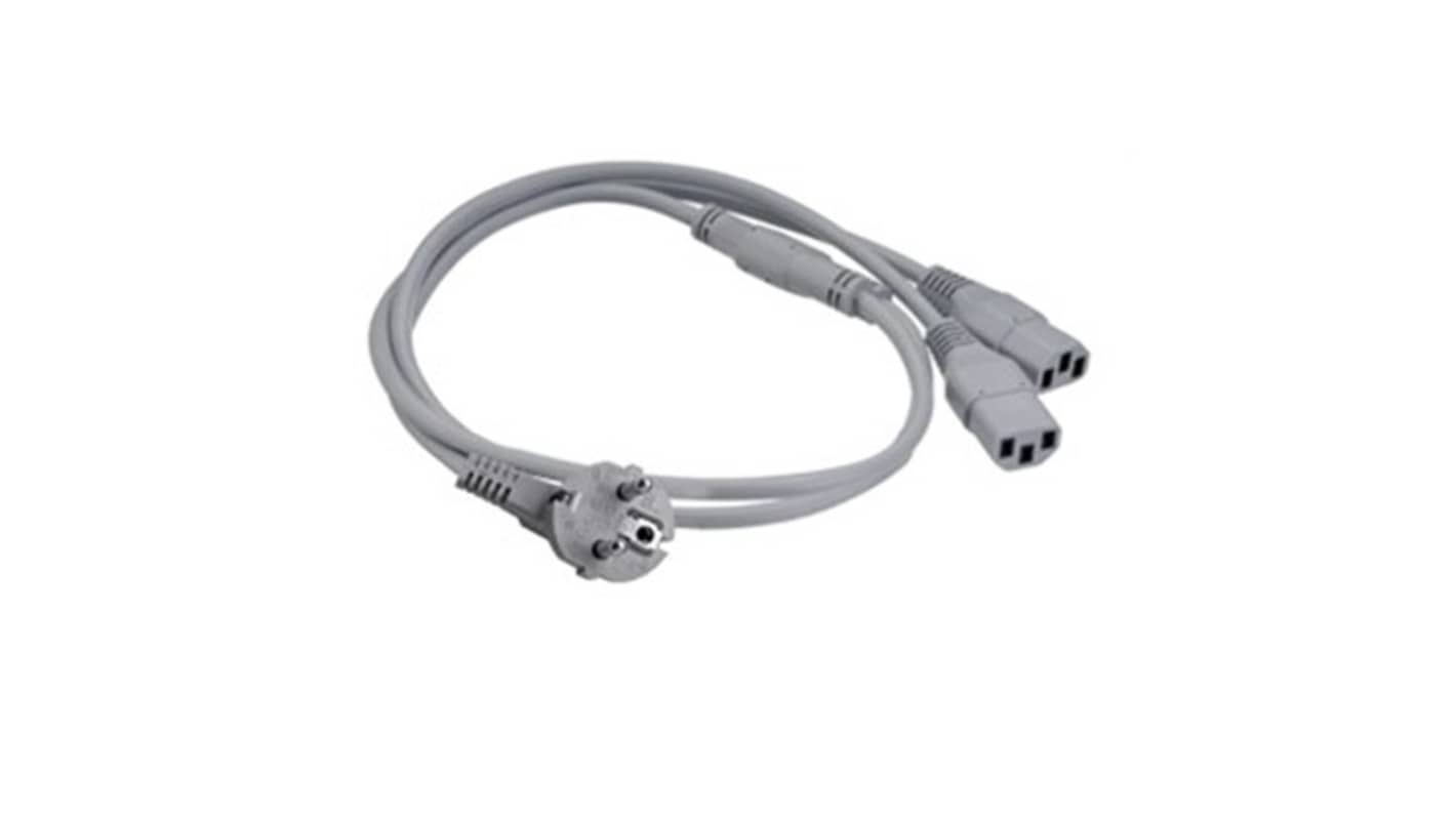 RS PRO Right Angle IEC C13 Socket to Right Angle CEE 7/7 Plug Power Cord, 1m