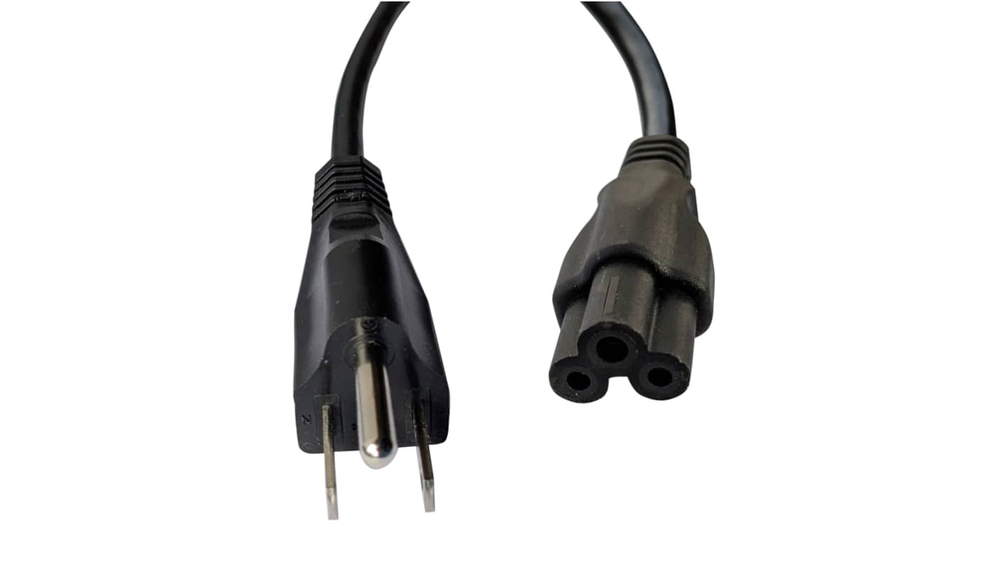 RS PRO Straight IEC C5 Socket to Straight Plug Power Cord, 2m