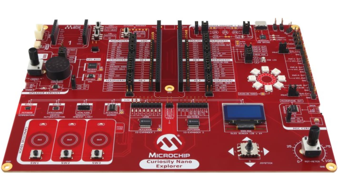 Microchip 開発ボード, 開発 ボード, Curiosity Nano Explorer, I2C、SPI、UART, EV58G97A