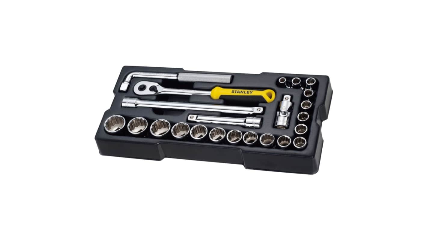 DeWALT 23-Piece Metric 1/2 Standard Socket Set with Ratchet, 12 point