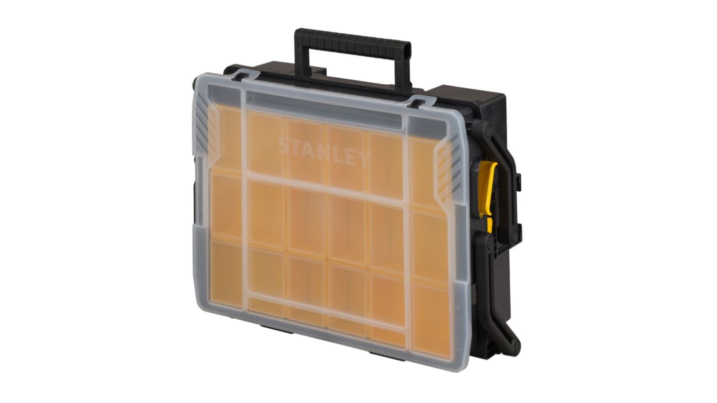 DeWALT 12格零件收纳盒, 44.2cm x 9.2cm x 32.7cm, 可调储物格, 塑料, 黑色，黄色