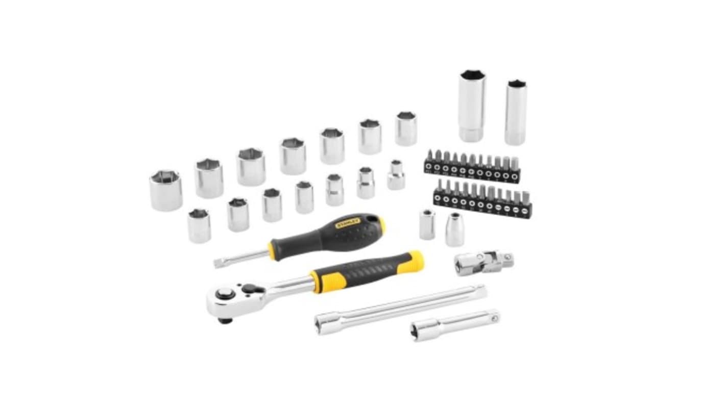 Stanley 45-Piece Imperial 3/8 Standard Socket Set with Ratchet, 6 point