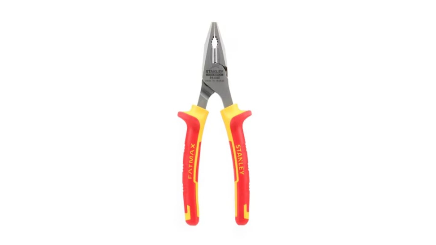 Stanley 0-84-000 4-Piece Pliers, 160 mm Overall, Flat Tip, VDE/1000V, 6in Jaw