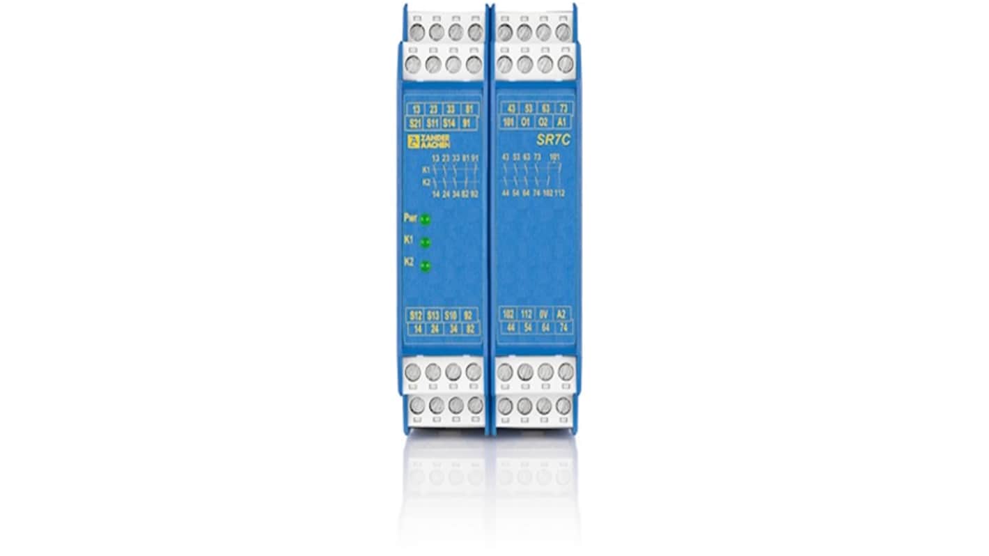 ZANDER AACHEN SR7C SR7C 4 Auxiliary Contacts Safety Relay 24V, Single/Dual-Channel 7 Safety Contacts