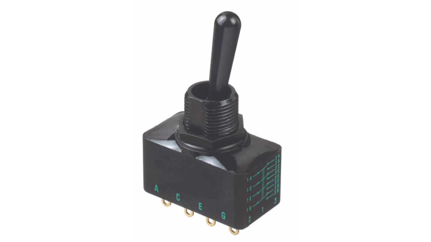 APEM Toggle Switch, Panel Mount, On-(On), DPST, Solder Lug Terminal, 30V dc
