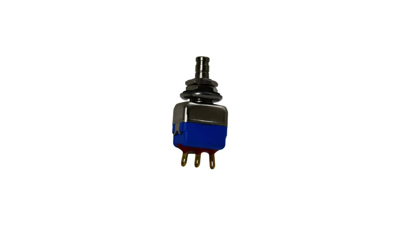 APEM 1300 Series Series Push Button Switch, On-(On), Panel Mount, 6.35mm Cutout, SPST, 30V dc