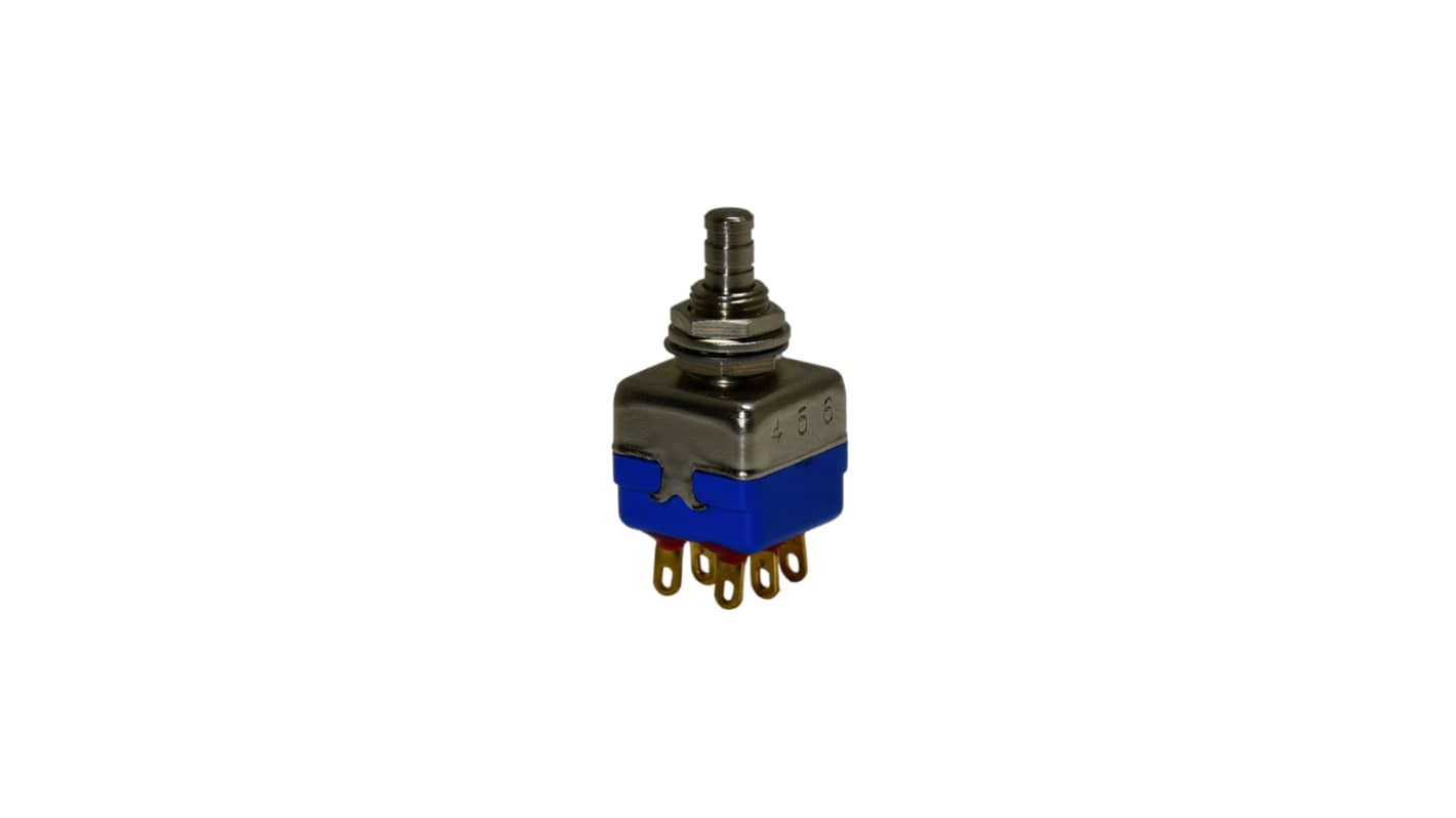 APEM 1300 Series Series Push Button Switch, DP, Bushing, 11.9mm Cutout, On/Mom, 30V dc