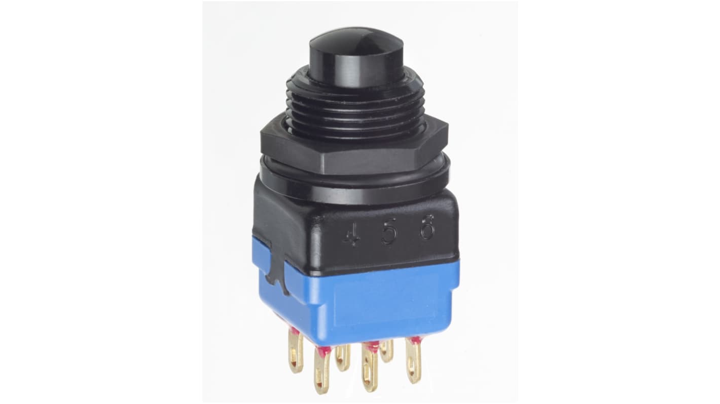 APEM 1300 Series Series Push Button Switch, DP, Bushing, 11.9mm Cutout, On/Mom, 30V dc