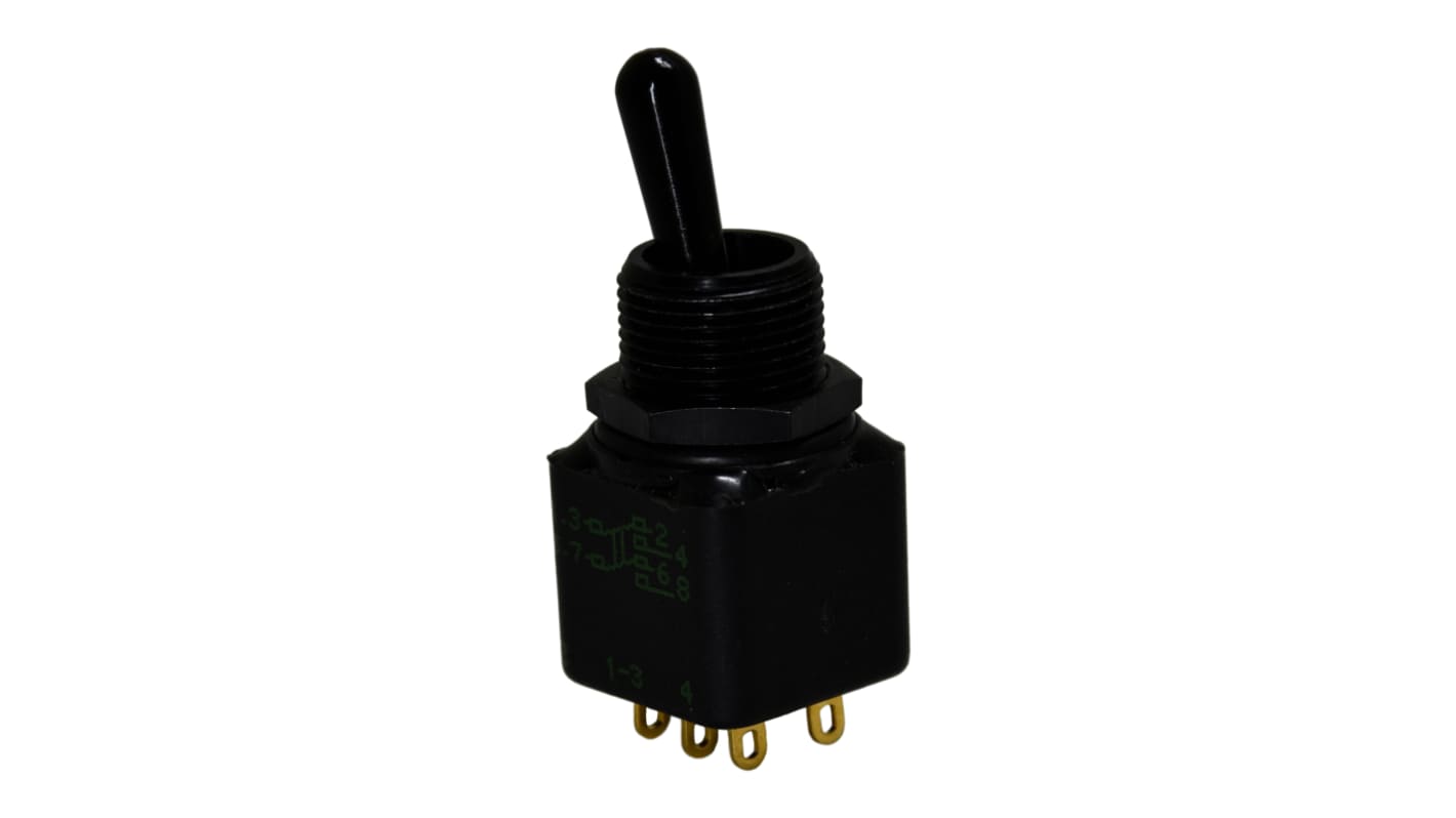 APEM Toggle Switch, Panel Mount, On-On, DPST, Solder Lug Terminal, 28V dc